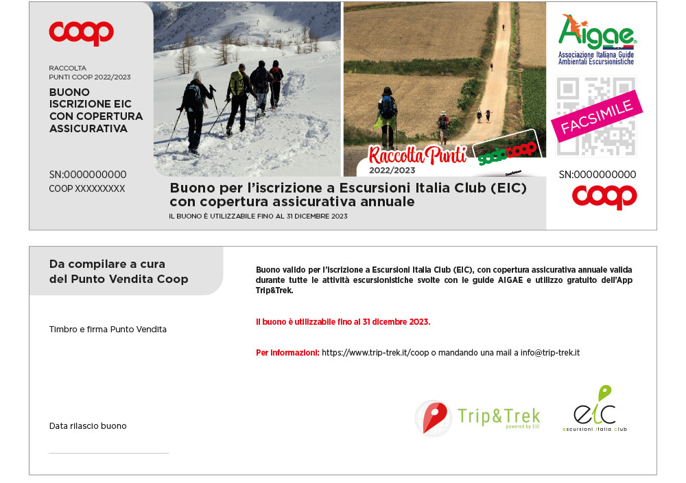 Voucher EIC - Trip&Trek: raccolta punti Coop 2022-2023
